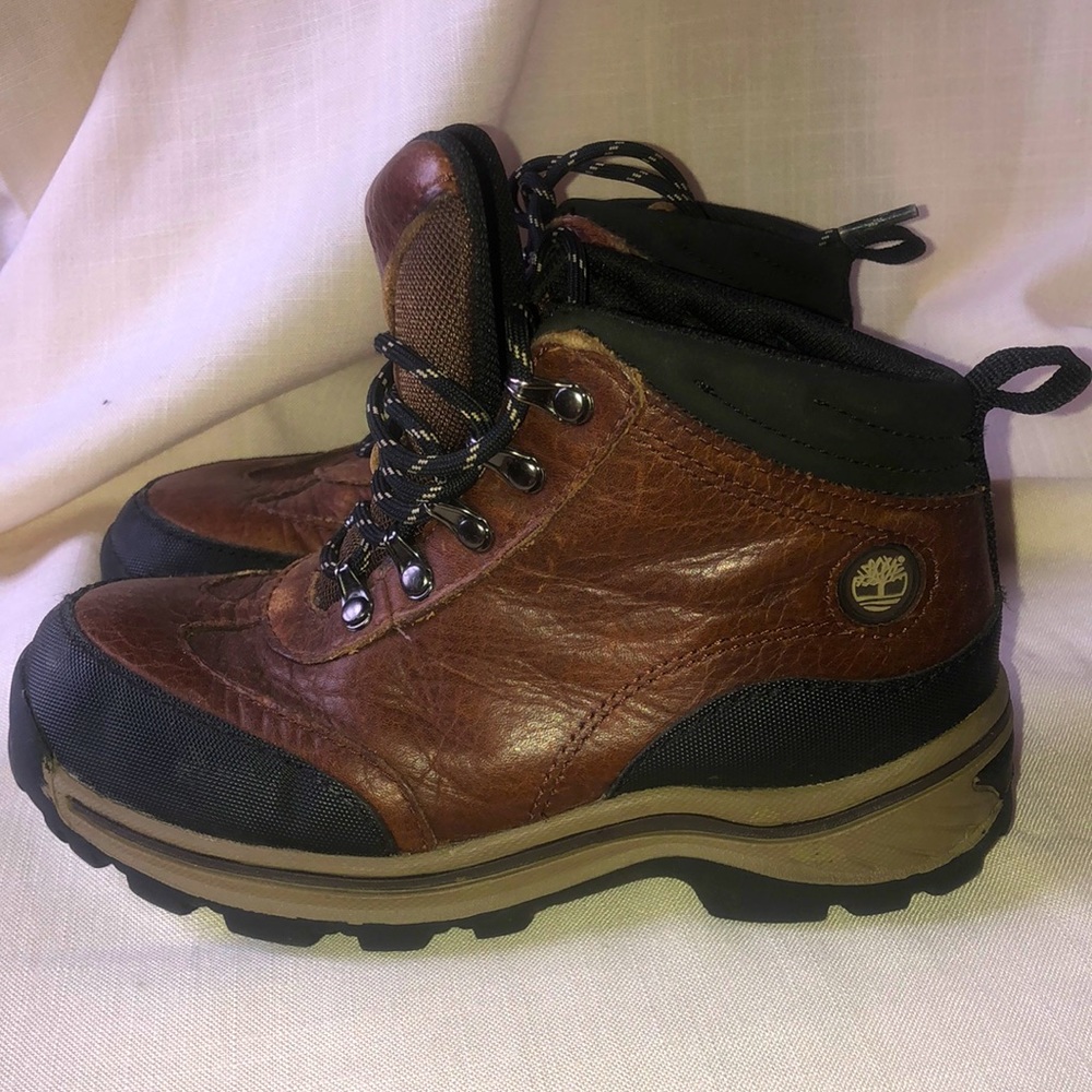 Boys leather high top timberlands shoes
